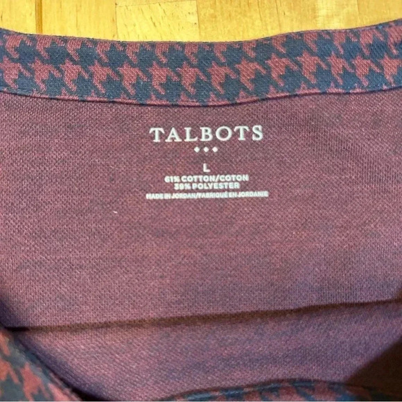 Talbots Houndstooth Purple Long Sleeve Shirt - Picture 4 of 9